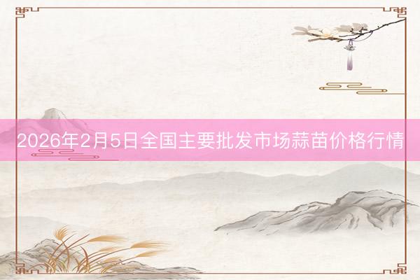 2026年2月5日全国主要批发市场蒜苗价格行情