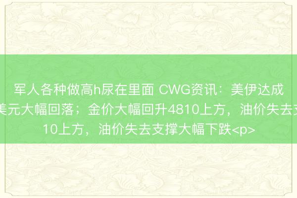 军人各种做高h尿在里面 CWG资讯：美伊达成两周停火协议，美元大幅回落；金价大幅回升4810上方，油价失去支撑大幅下跌<p>