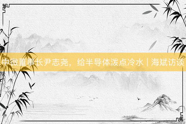 中微董事长尹志尧，给半导体泼点冷水 | 海斌访谈