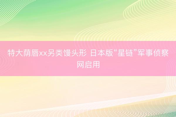 特大荫唇xx另类馒头形 日本版“星链”军事侦察网启用