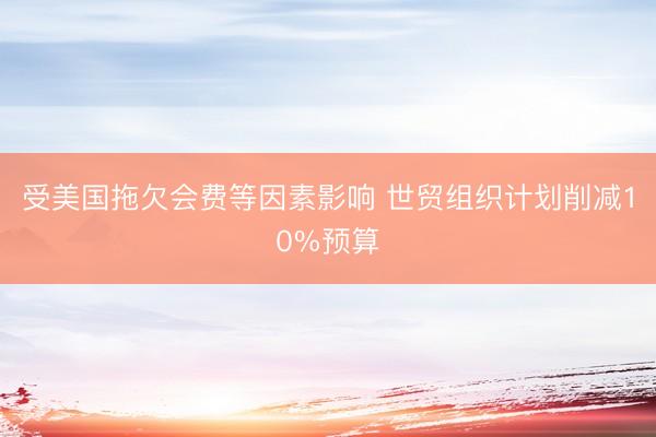 受美国拖欠会费等因素影响 世贸组织计划削减10%预算