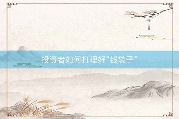投资者如何打理好“钱袋子”
