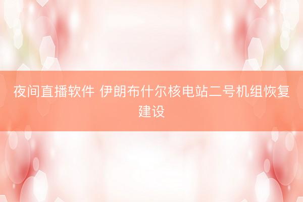 夜间直播软件 伊朗布什尔核电站二号机组恢复建设