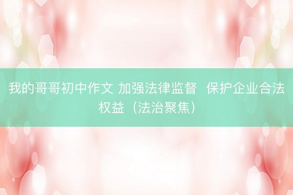 我的哥哥初中作文 加强法律监督  保护企业合法权益（法治聚焦）