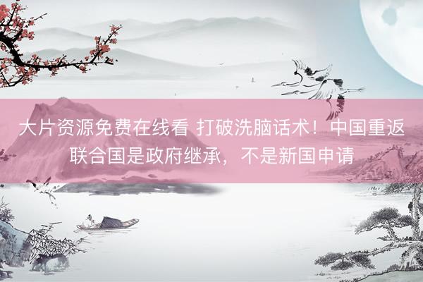 大片资源免费在线看 打破洗脑话术！中国重返联合国是政府继承，不是新国申请