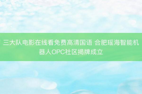 三大队电影在线看免费高清国语 合肥瑶海智能机器人OPC社区揭牌成立