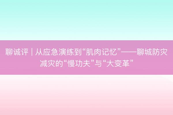 聊诚评 | 从应急演练到“肌肉记忆”——聊城防灾减灾的“慢功夫”与“大变革”