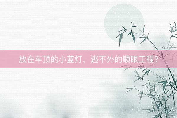 放在车顶的小蓝灯，逃不外的顺眼工程？