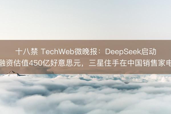 十八禁 TechWeb微晚报：DeepSeek启动融资估值450亿好意思元，三星住手在中国销售家电