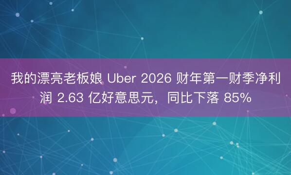 我的漂亮老板娘 Uber 2026 财年第一财季净利润 2.63 亿好意思元，同比下落 85%