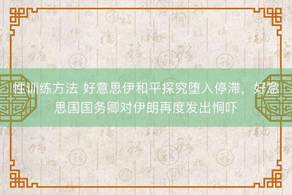 性训练方法 好意思伊和平探究堕入停滞，好意思国国务卿对伊朗再度发出恫吓