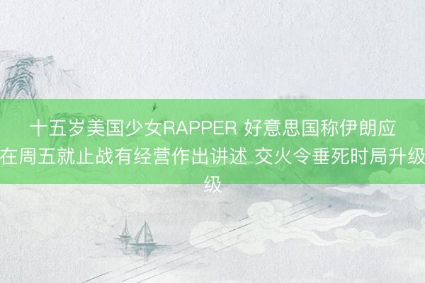 十五岁美国少女RAPPER 好意思国称伊朗应在周五就止战有经营作出讲述 交火令垂死时局升级