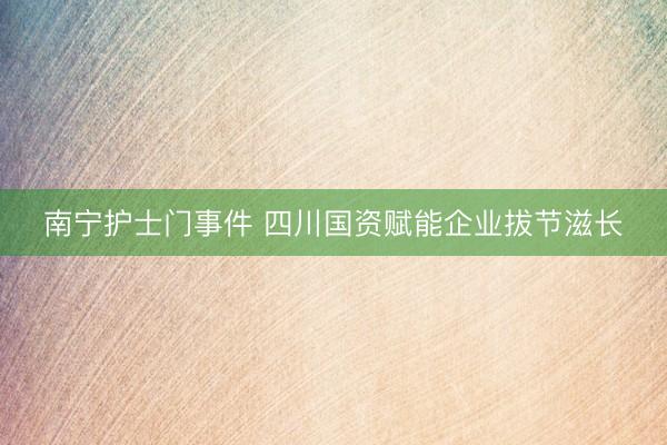 南宁护士门事件 四川国资赋能企业拔节滋长
