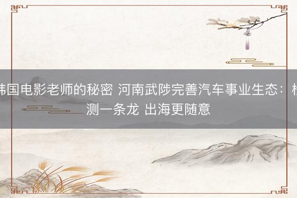 韩国电影老师的秘密 河南武陟完善汽车事业生态：检测一条龙 出海更随意