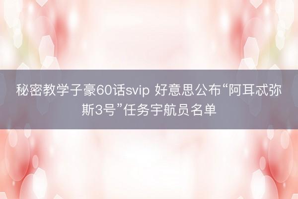 秘密教学子豪60话svip 好意思公布“阿耳忒弥斯3号”任务宇航员名单
