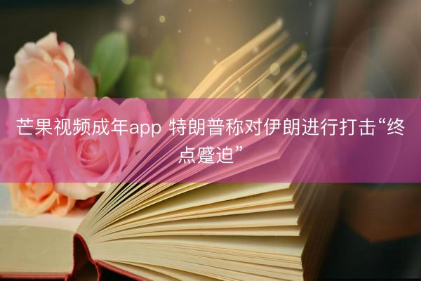 芒果视频成年app 特朗普称对伊朗进行打击“终点蹙迫”