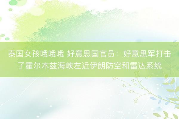 泰国女孩哦哦哦 好意思国官员:好意思军打击了霍尔木兹海峡左近伊朗防空和雷达系统