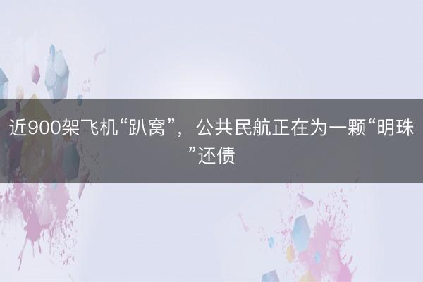 近900架飞机“趴窝”，公共民航正在为一颗“明珠”还债