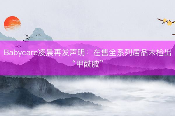 Babycare凌晨再发声明:在售全系列居品未检出“甲酰胺”